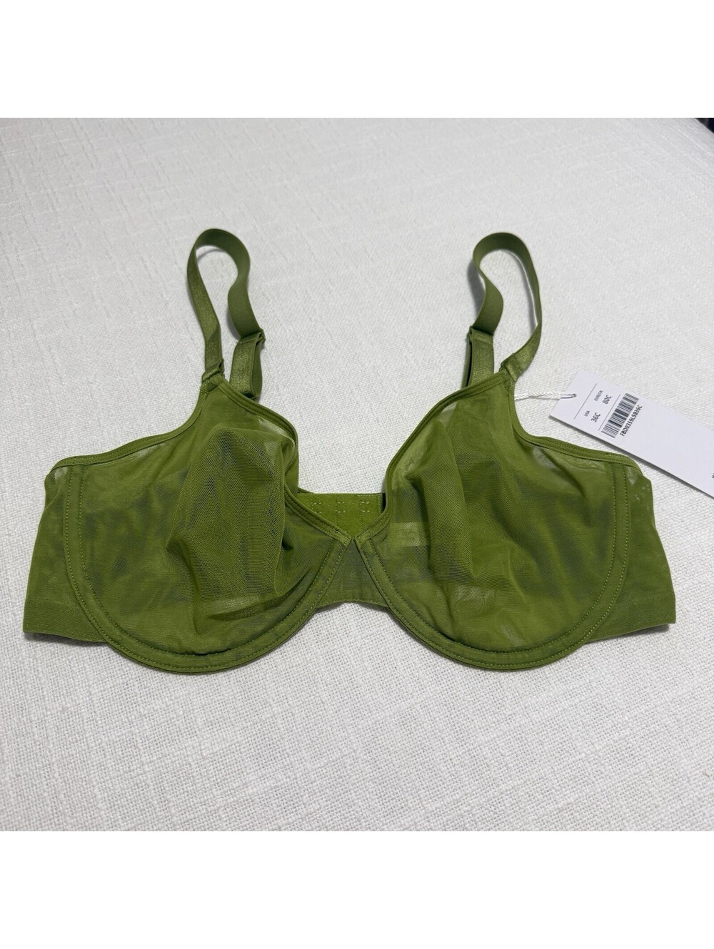 HSIA 36C Unlined Underwire Sheer Mesh Bra Green NWT